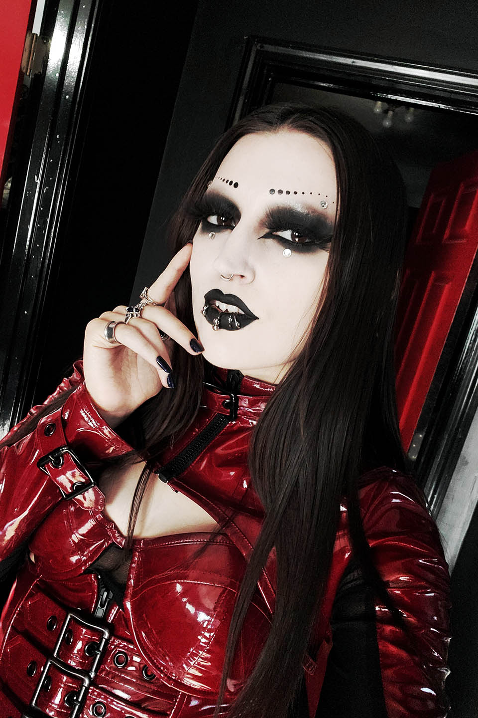 VINYL FETISH SHRUG JACKET in VAMPIRE RED-Jacket-Lip Service