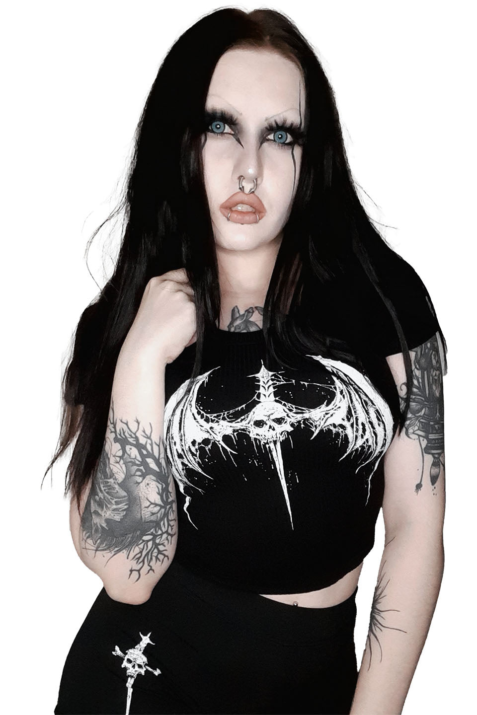 Dagger Bat Baby Tee-Tops-Lip Service