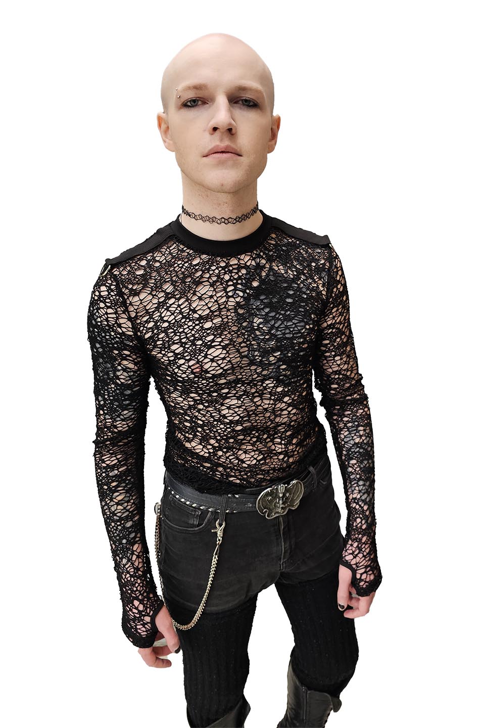 The Wicker Man Web Mesh Long Sleeve Shirt-Tops-Lip Service