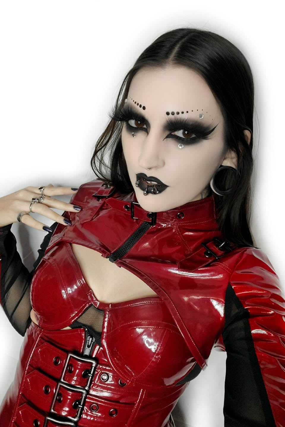 VINYL FETISH SHRUG JACKET in VAMPIRE RED-Jacket-Lip Service