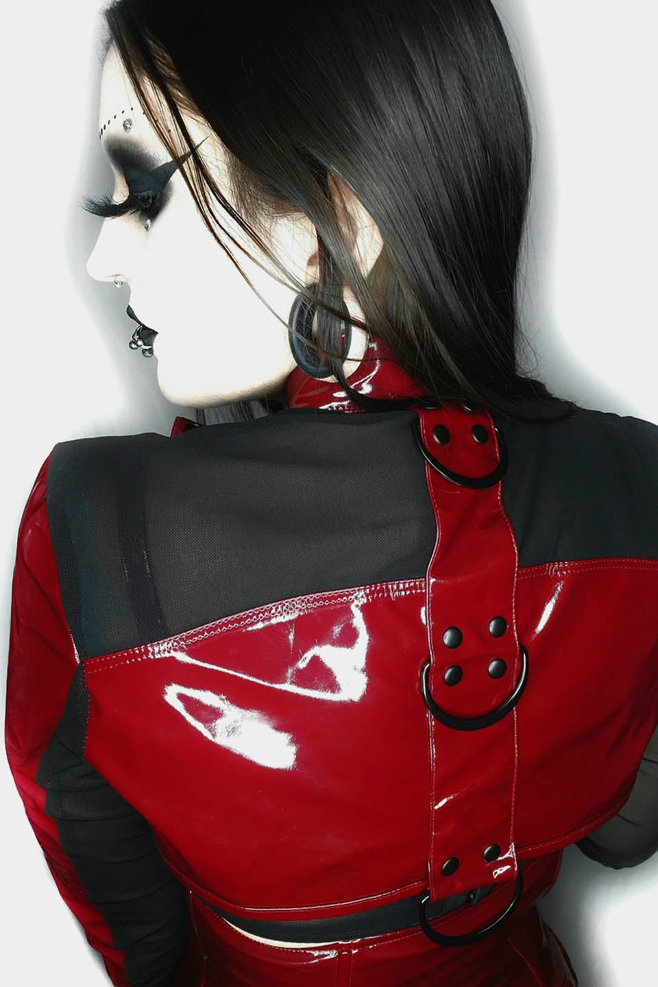 VINYL FETISH SHRUG JACKET in VAMPIRE RED-Jacket-Lip Service