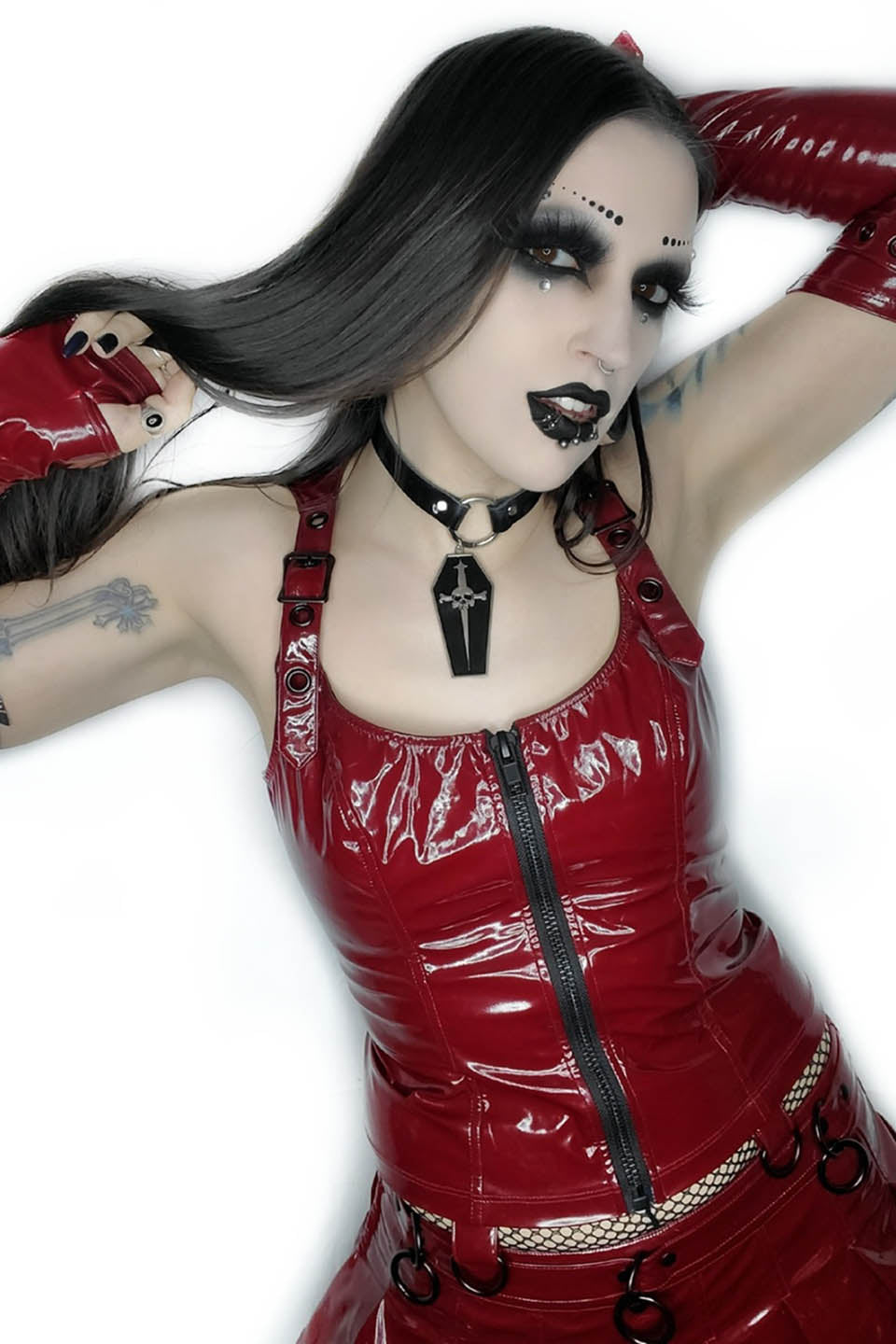 Hardcore Classic PVC Bustier in Vampire Red-Tops-Lip Service