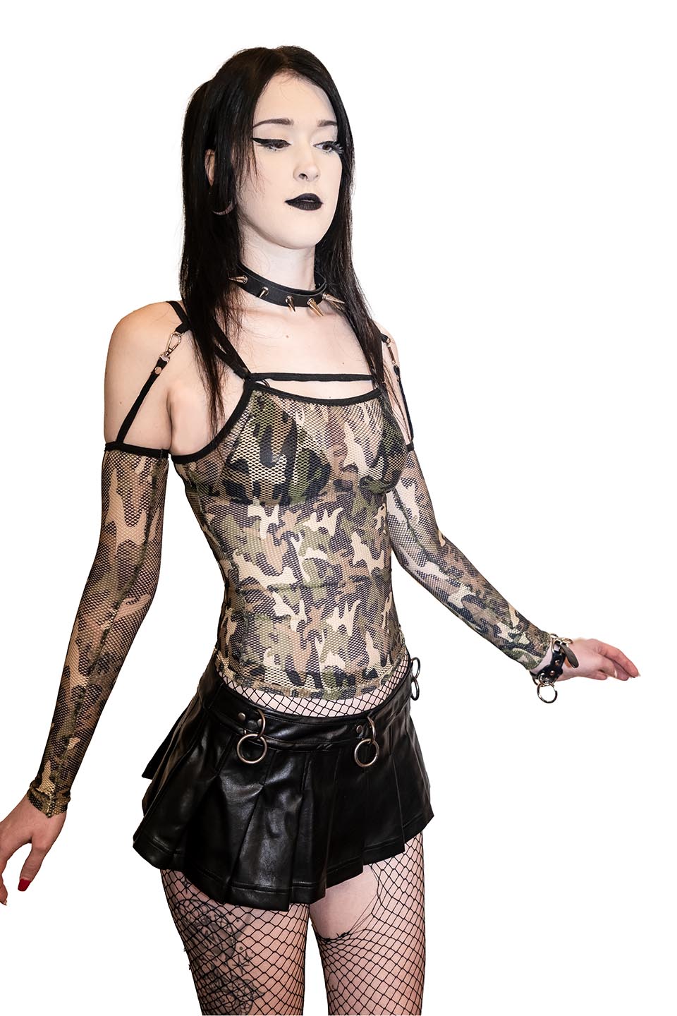 Camo Transformer Fishnet Top-Tops-Lip Service