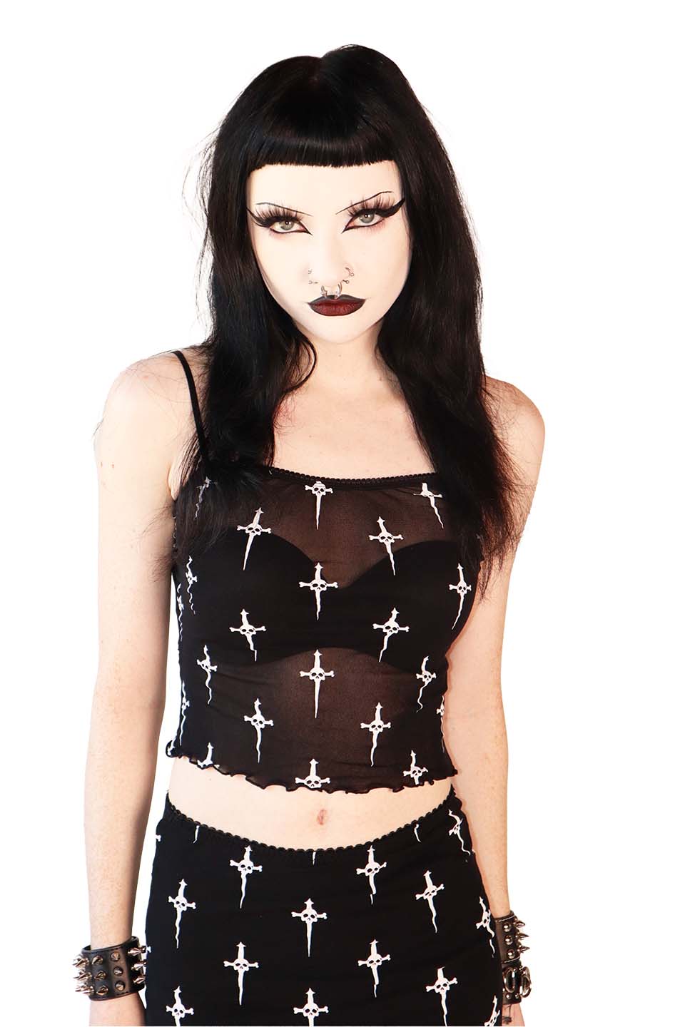 Dagger Print Mesh Cami Set-Tops-Lip Service