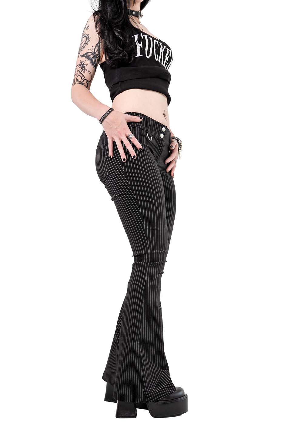 Pinstriped Gangsta Pranksta Pants - Karley-PANTS-Lip Service