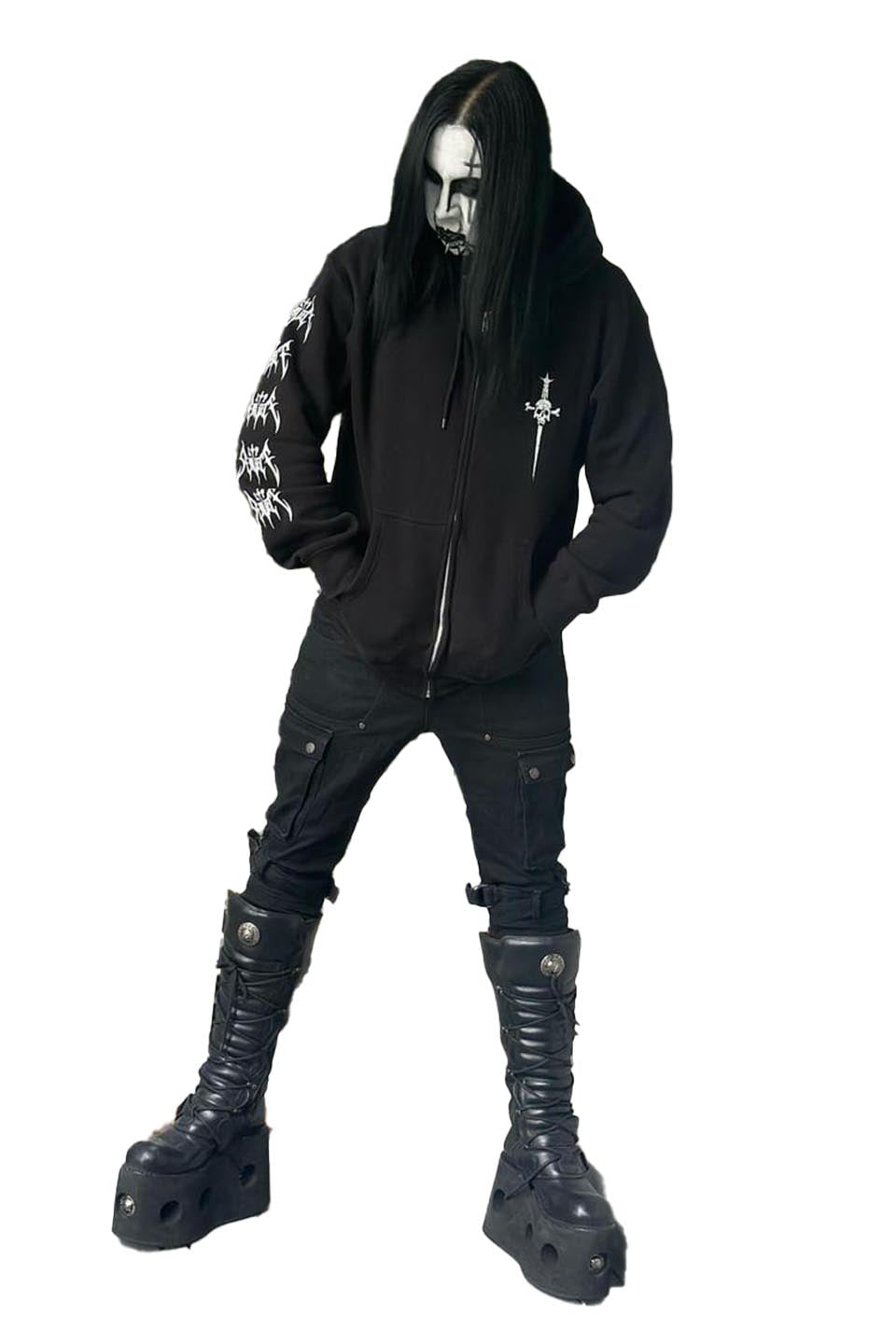 Lip Service Dagger Coffin Zip Hoodie-Tops-Lip Service