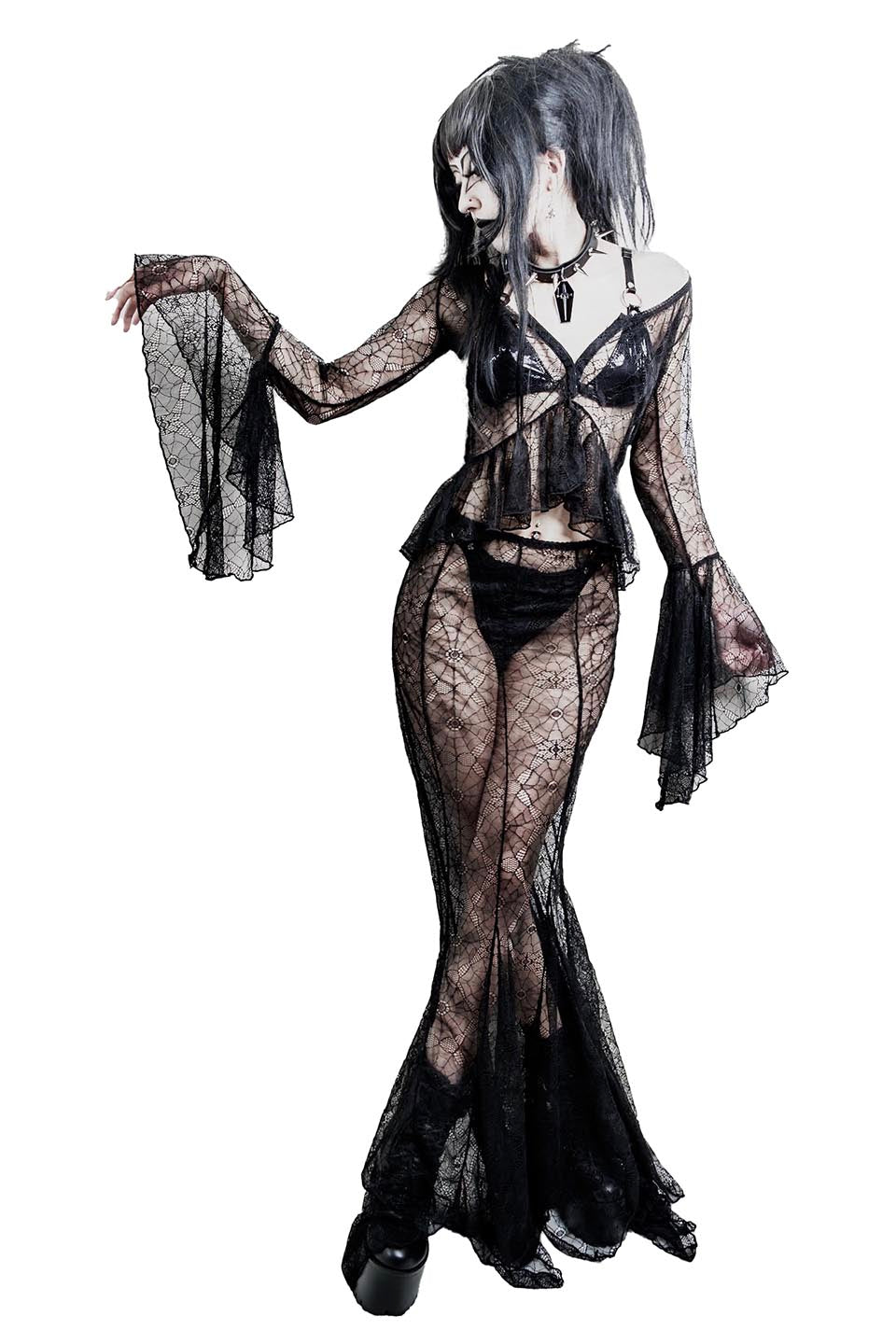 Webutante Spiderweb Bell Sleeve Top-Tops-Lip Service