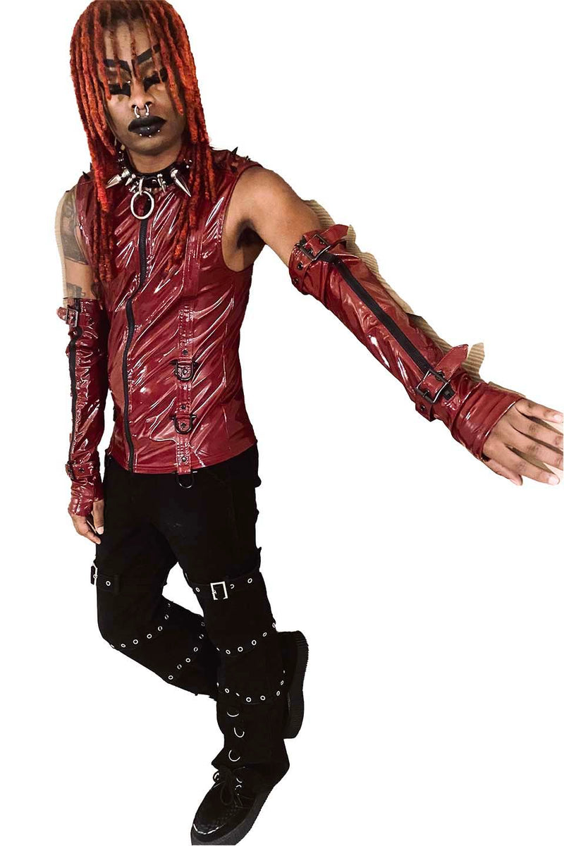 Elbow Length Fingerless PVC Gloves in VAMPIRE RED-Accessories-Lip Service