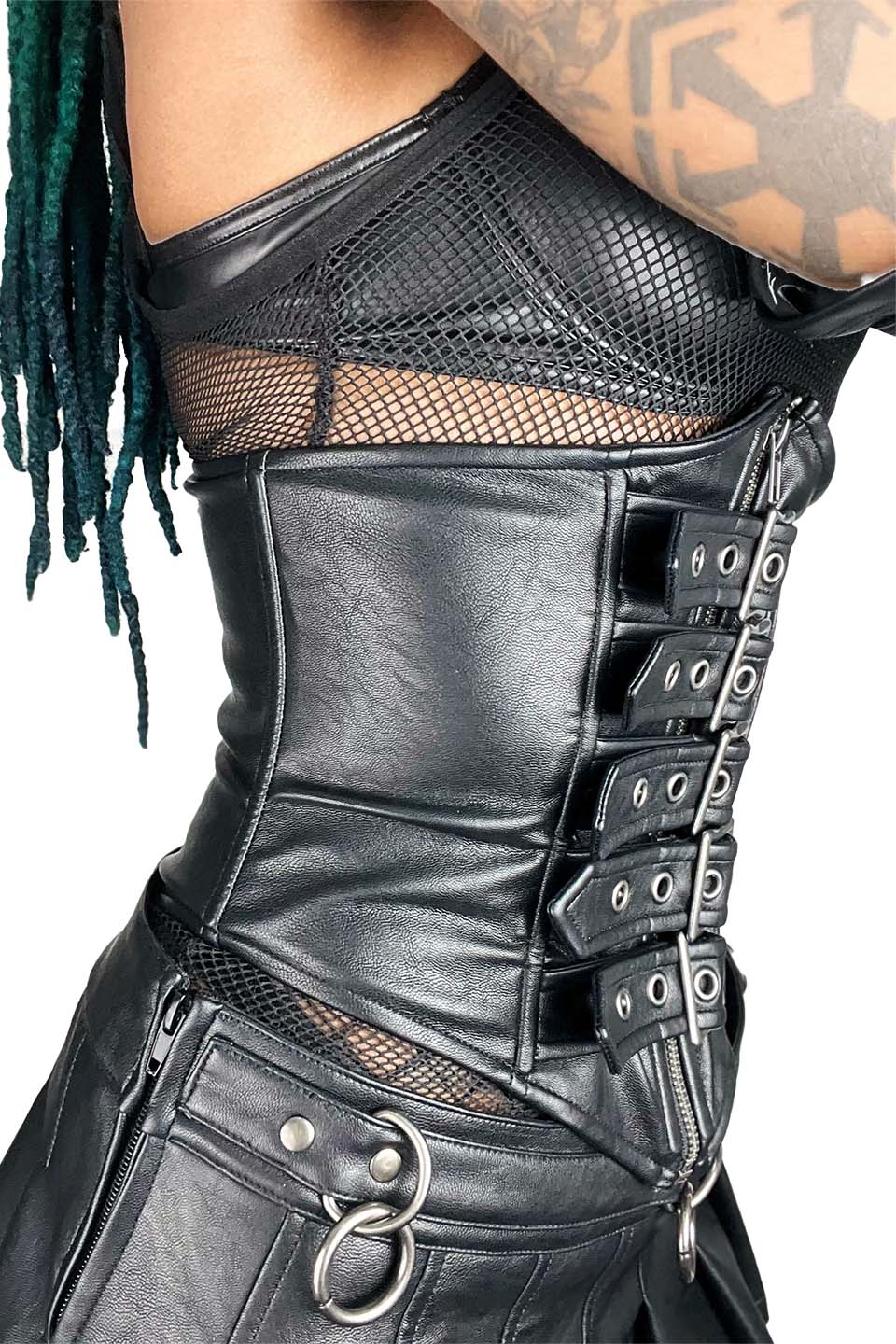 Classic Waist Cincher in Matte Black Vegan Leather-Tops-Lip Service