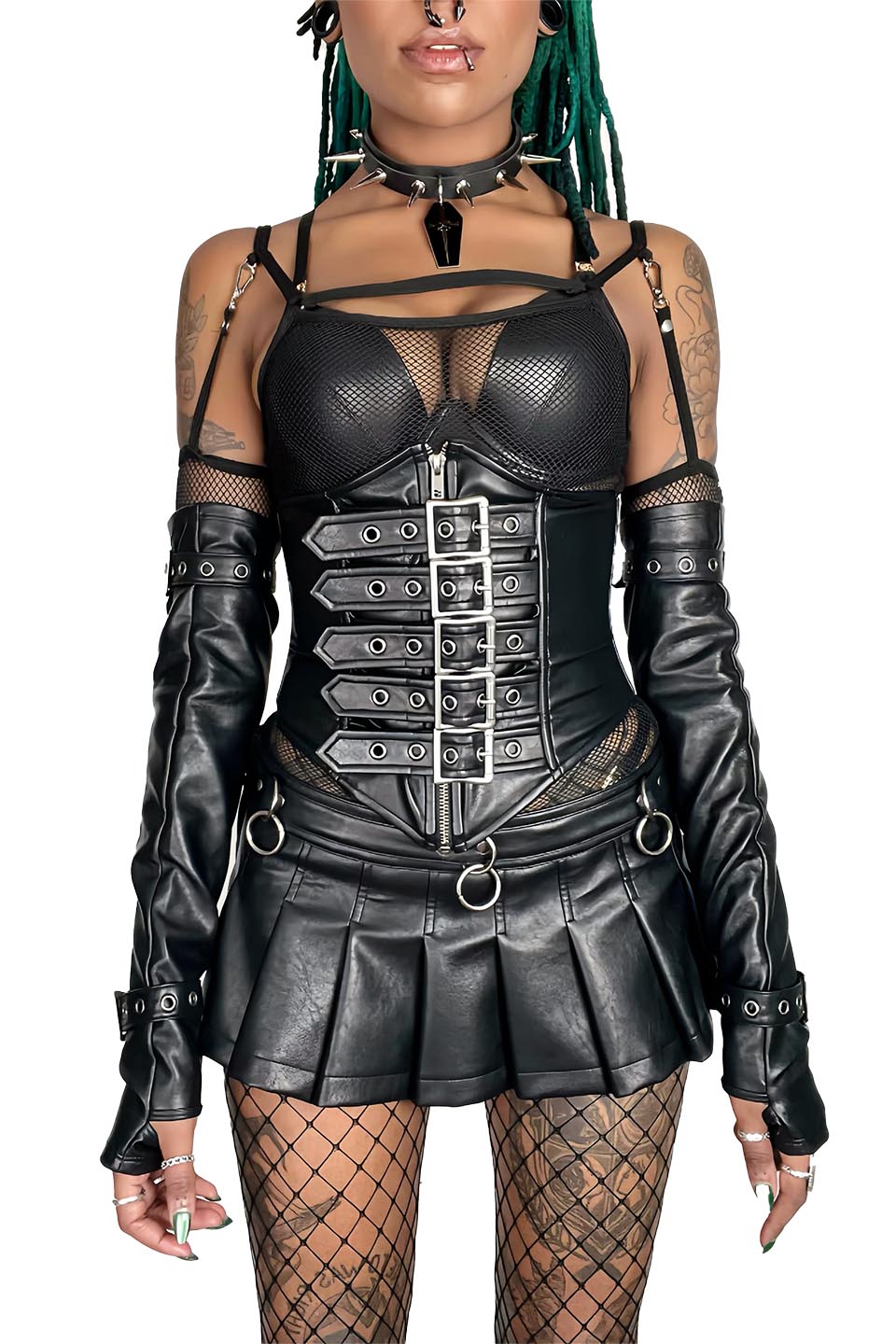 Classic Waist Cincher in Matte Black Vegan Leather-Tops-Lip Service
