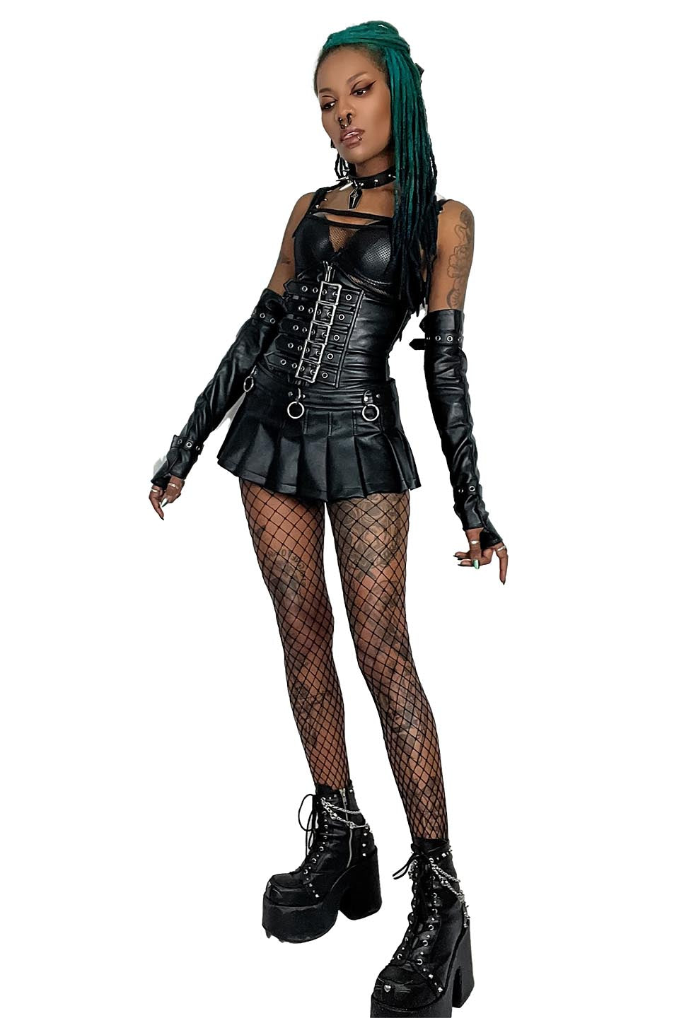 Classic Waist Cincher in Matte Black Vegan Leather-Tops-Lip Service