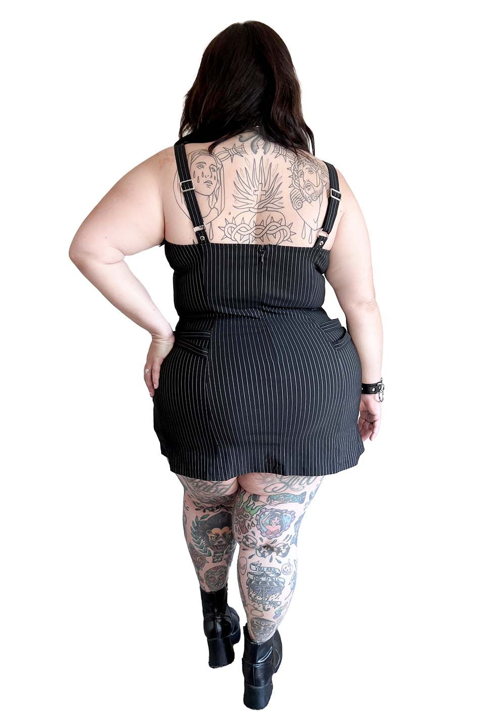 Pinstriped Gangsta Pranksta Annette Dress-Dresses-Lip Service