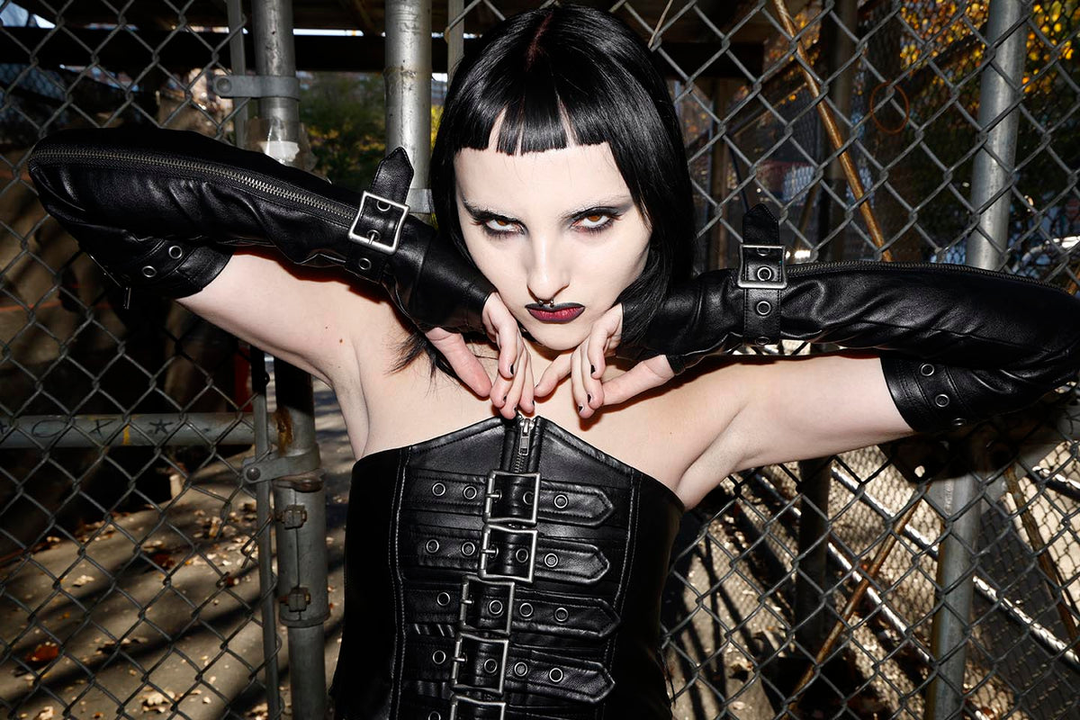 Classic Waist Cincher in Matte Black Vegan Leather-Tops-Lip Service