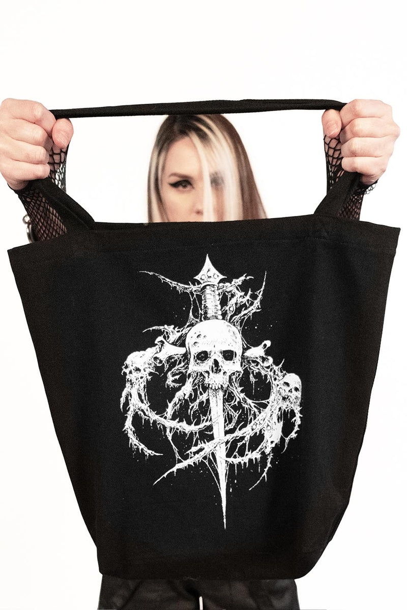 Lip Service Metal Dagger Coffin Logo Tote Bag-Accessories-Lip Service