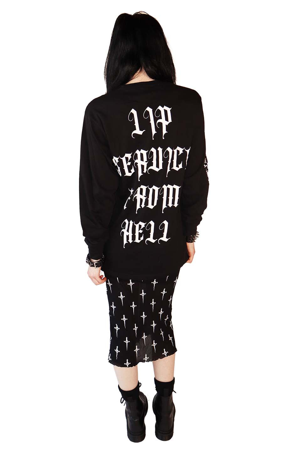 Dagger Print Mesh Midi Skirt-Skirts-Lip Service