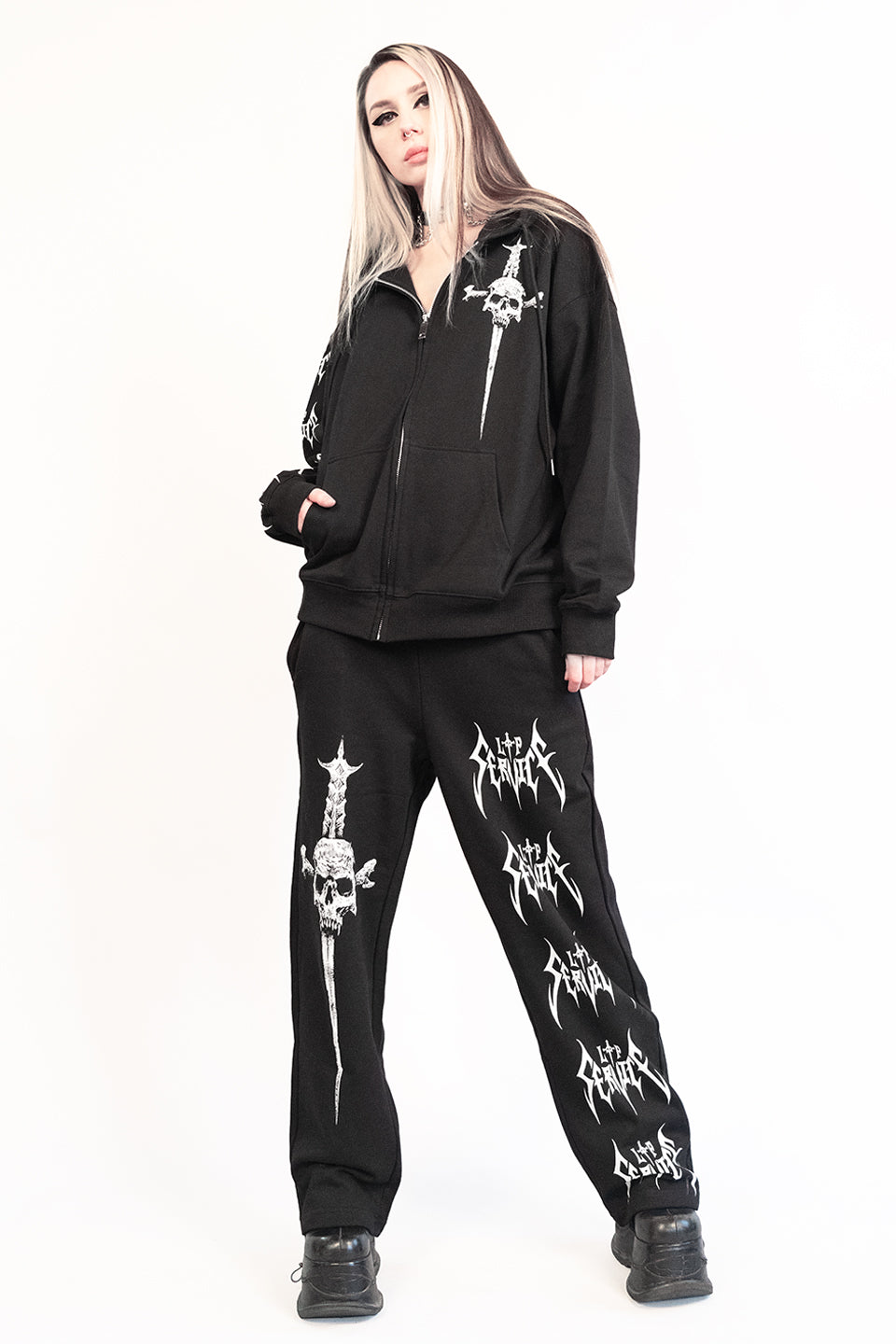 Lip Service Metal Dagger Zipper Hoodie-Tops-Lip Service
