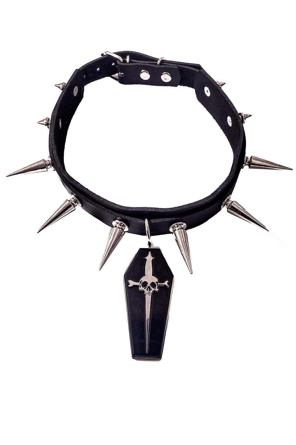 Spiked Choker with Coffin Dagger Pendant-Accessories-Lip Service