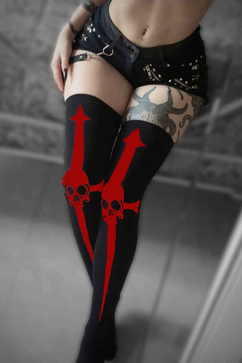 Dagger Thigh High Socks RED-Accessories-Lip Service