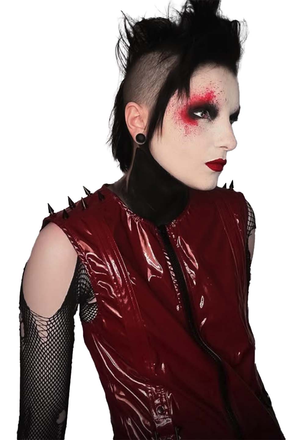 Men's Dungeon Master Sleeveless Vinyl PVC Shirt in Vampire Red-Tops-Lip Service