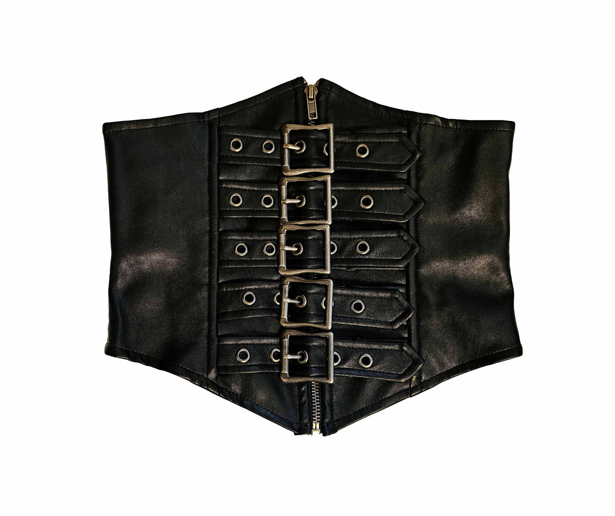 Classic Waist Cincher in Matte Black Vegan Leather-Tops-Lip Service