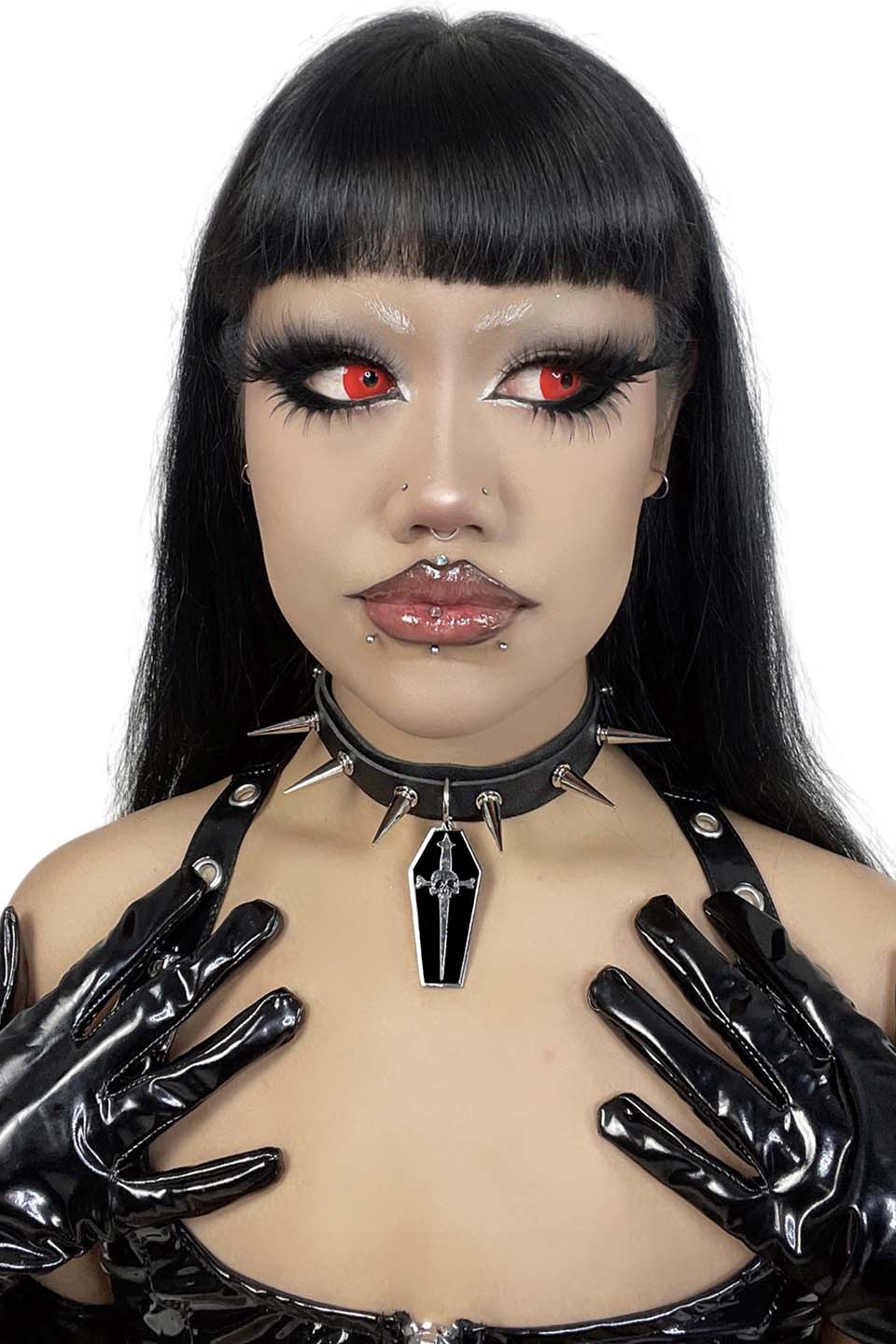 Spiked Choker with Coffin Dagger Pendant-Accessories-Lip Service