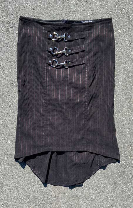 Vintage Gangsta Pranksta Pencil Skirt Blk w/ Red Stripes-Bottoms-Lip Service