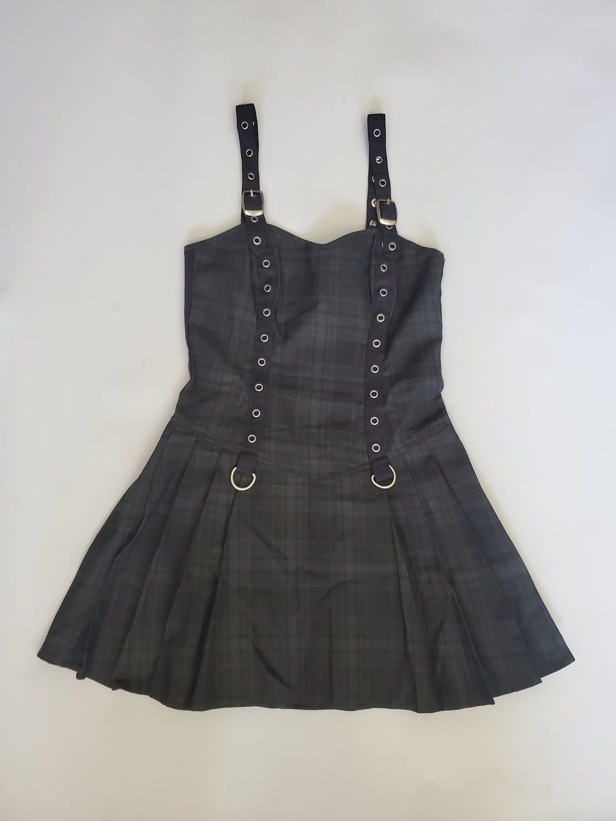 Green Swatch Overdyed Plaid Punk & Disorderly Dress-Dresses-Lip Service