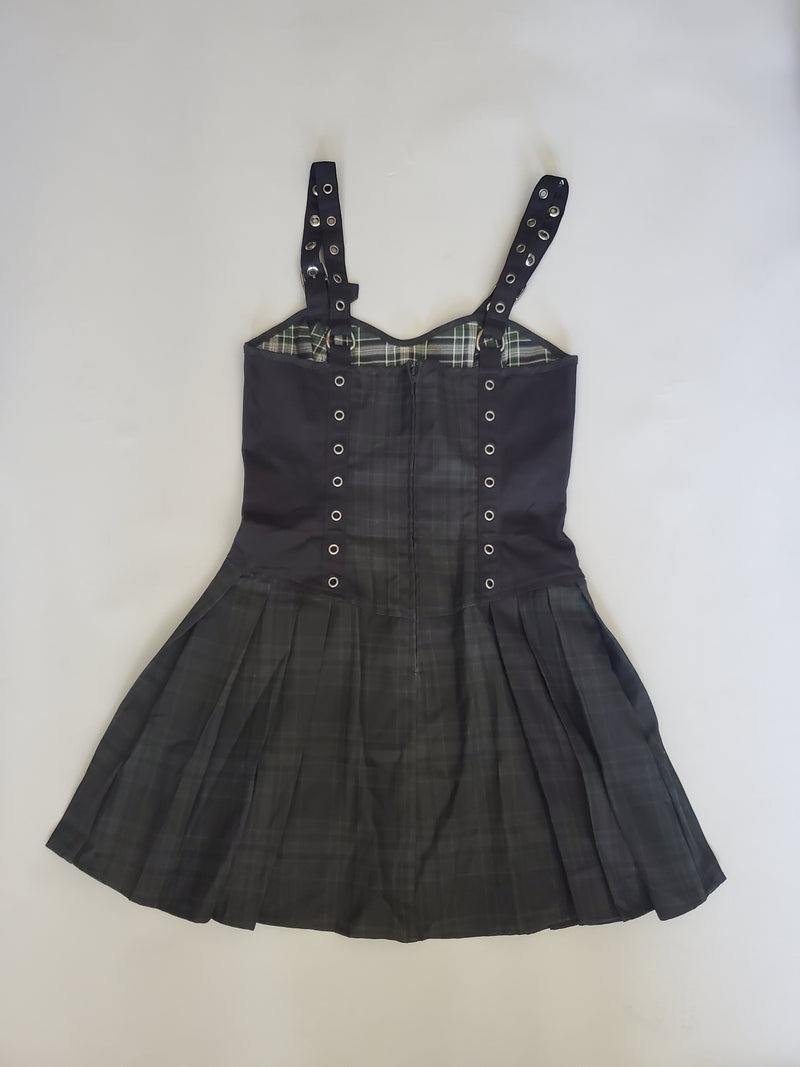 Green Swatch Overdyed Plaid Punk & Disorderly Dress-Dresses-Lip Service