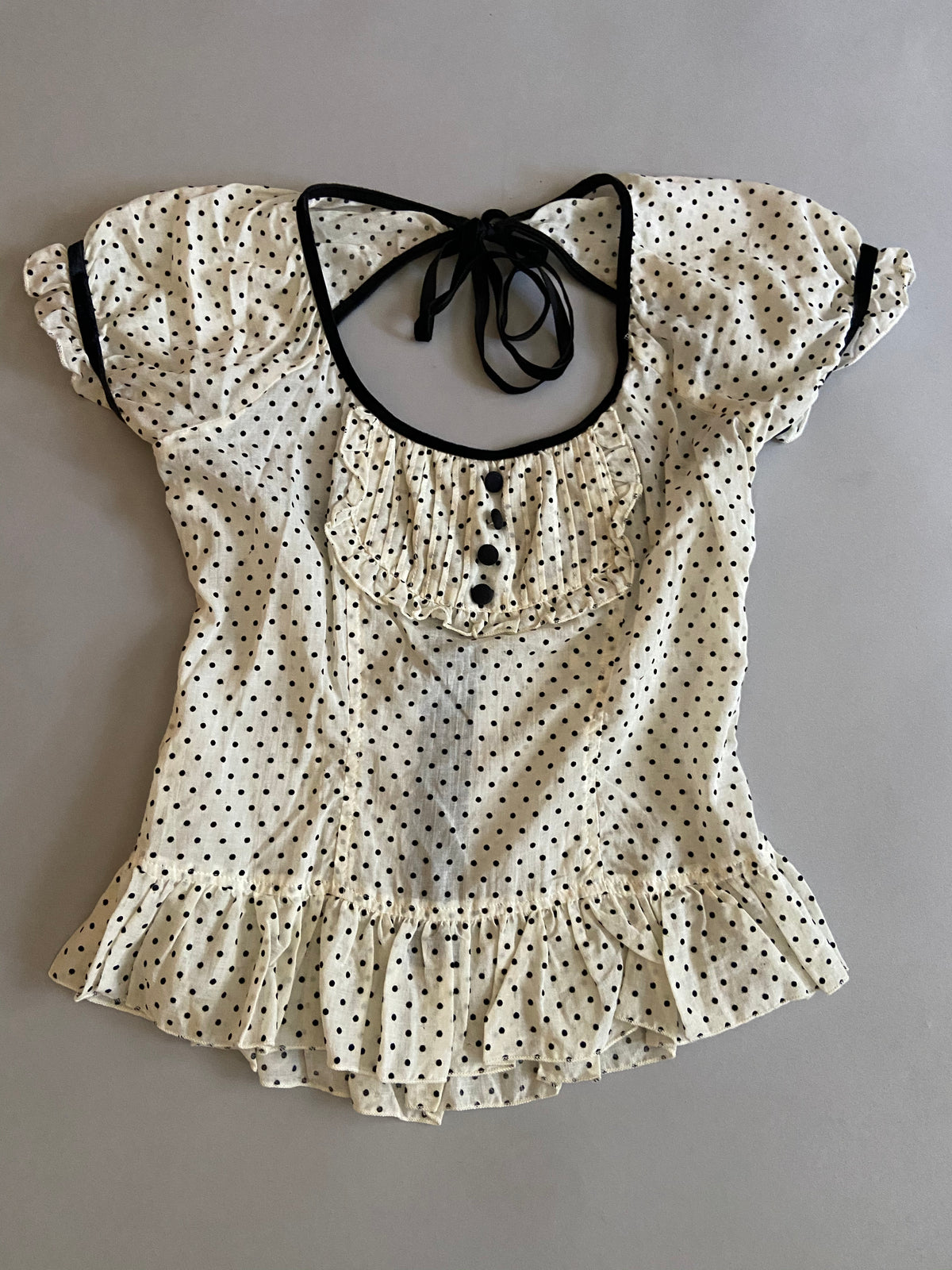 Vintage Polka Dot Cap Sleeve Top-Tops-Lip Service