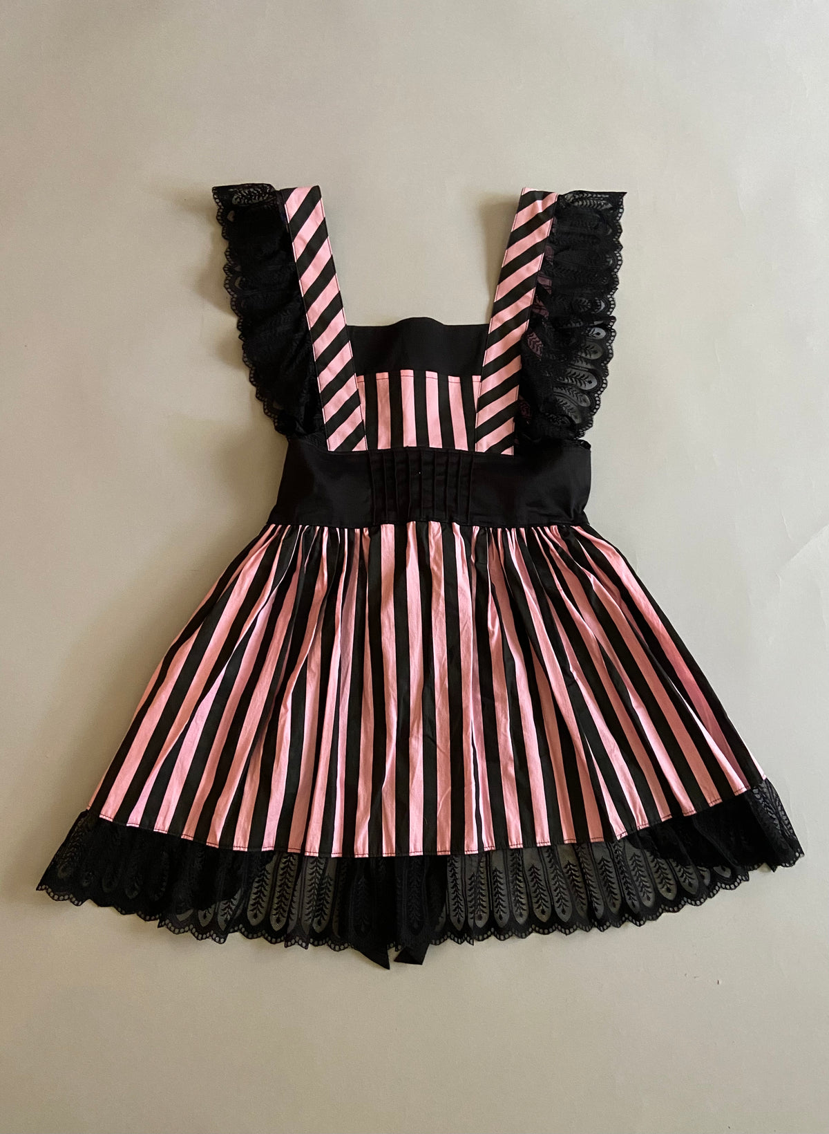 Vintage Lip Service Blacklist Black and Pink Striped Apron-Apron-Lip Service