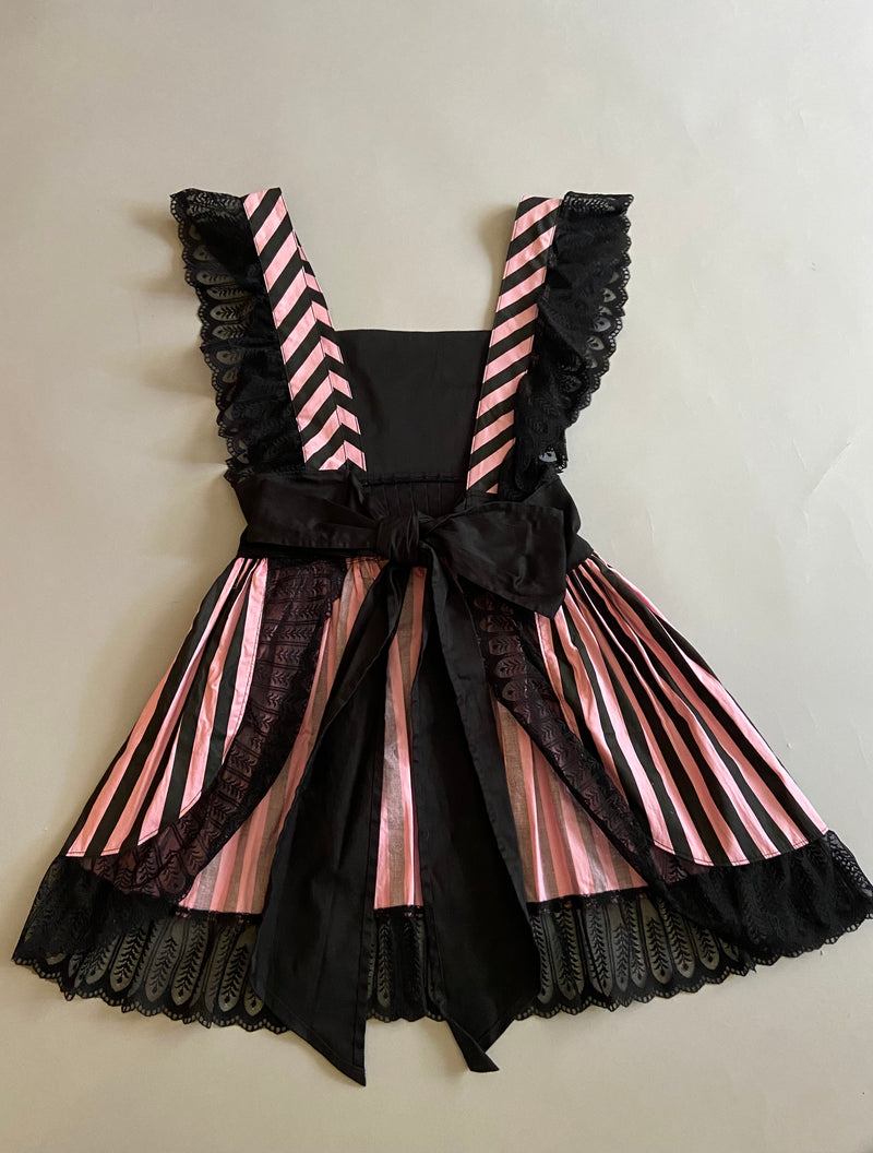 Vintage Lip Service Blacklist Black and Pink Striped Apron-Apron-Lip Service