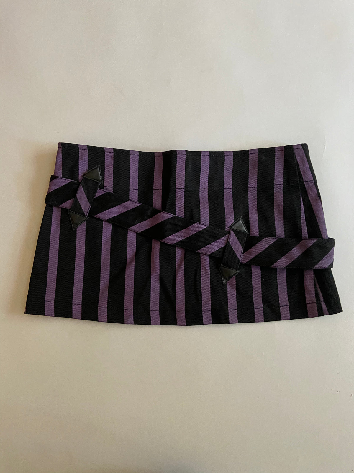 Vintage Lip Service Black and Purple Striped Micro Mini-Skirt-Lip Service