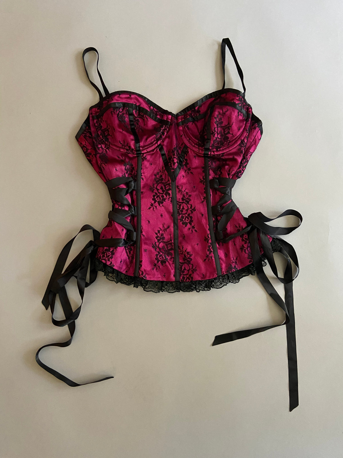 Vintage Lip Service Blacklist Pink Stretch Satin Bustier-Tops-Lip Service