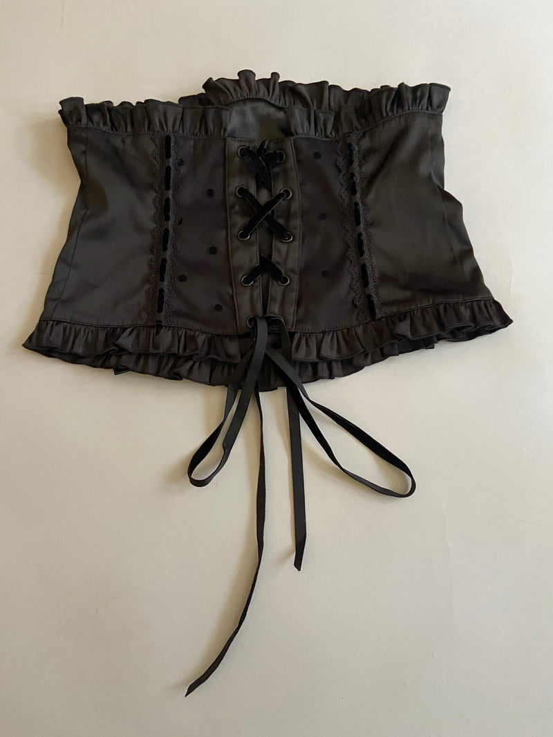 Vintage Lip Service Blacklist Black Stretch Satin Cincher-Tops-Lip Service