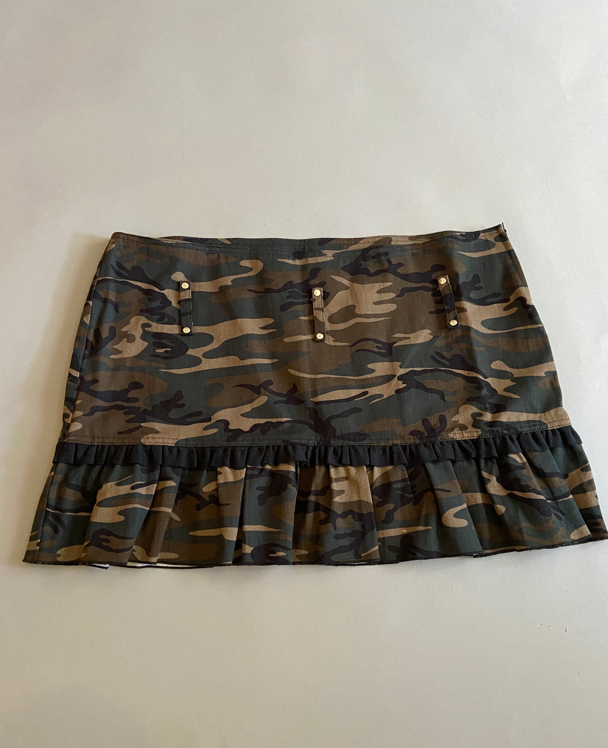 Vintage Lip Service Camo Ruffle Mini Skirt-Skirt-Lip Service