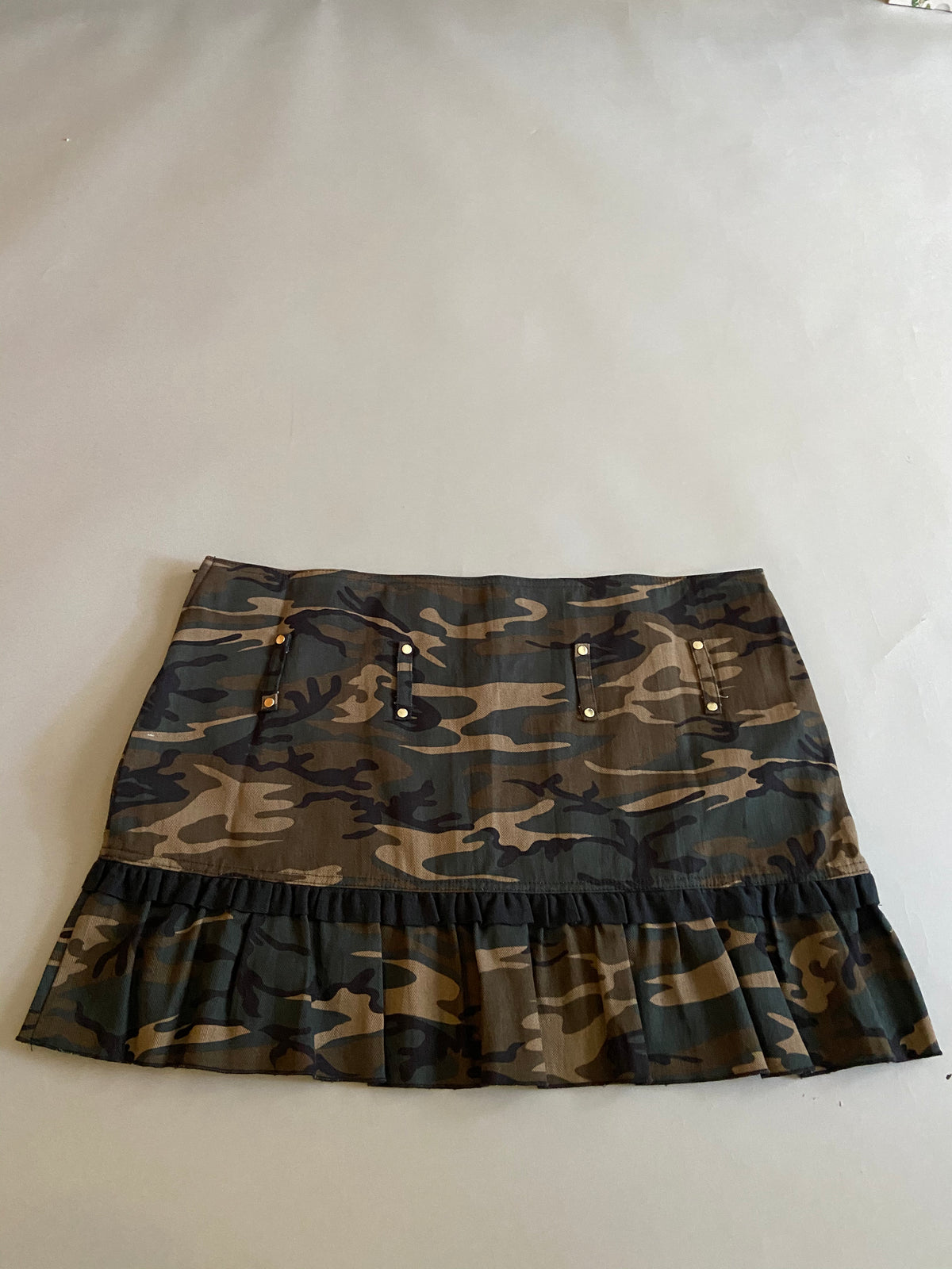 Vintage Lip Service Camo Ruffle Mini Skirt-Skirt-Lip Service