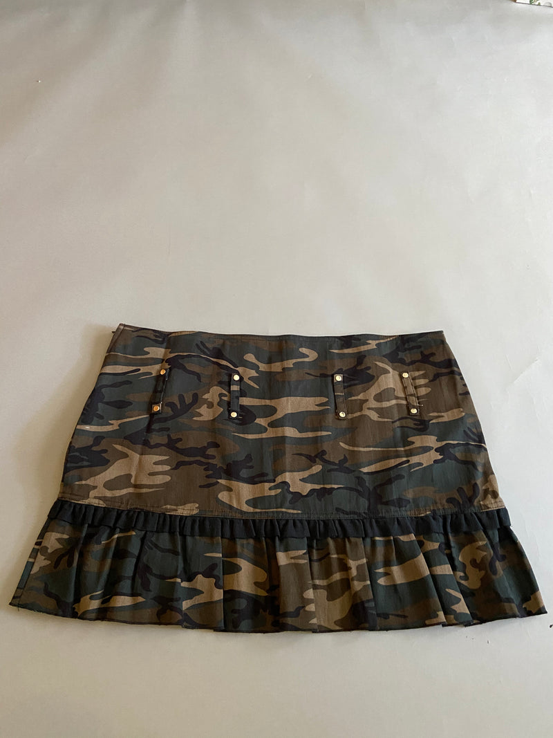 Vintage Lip Service Camo Ruffle Mini Skirt-Skirt-Lip Service