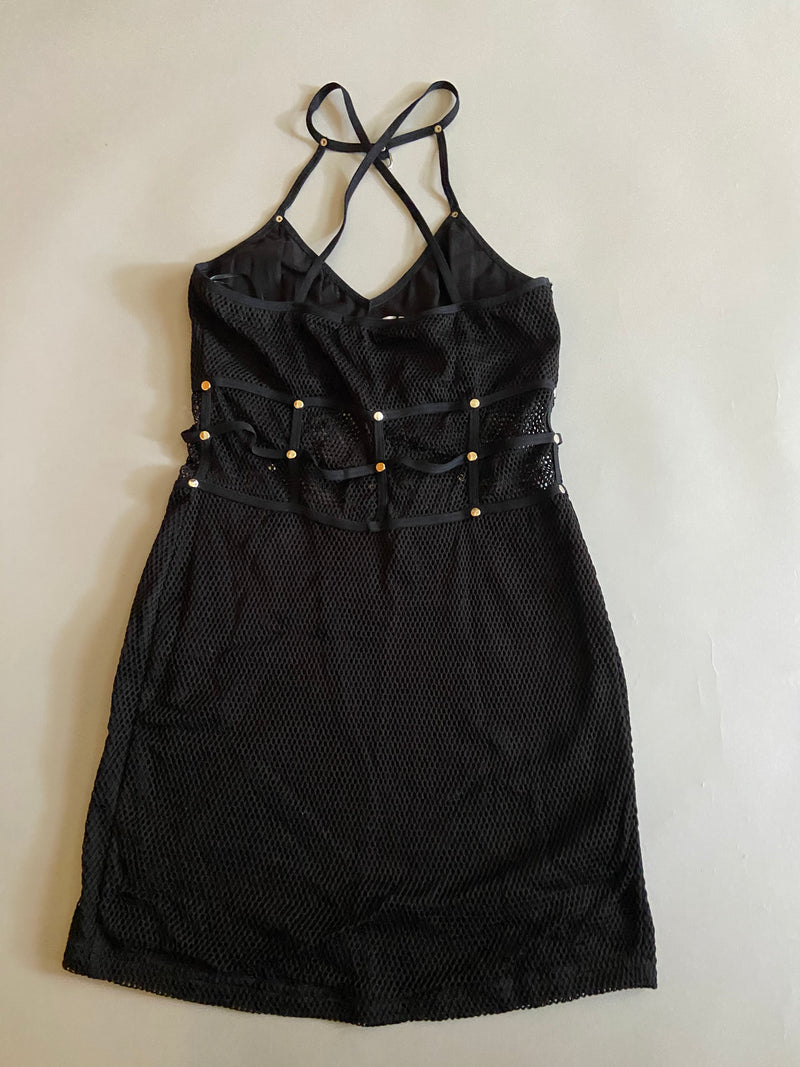 Vintage Lip Service Black Fishnet Mini Dress-Dress-Lip Service