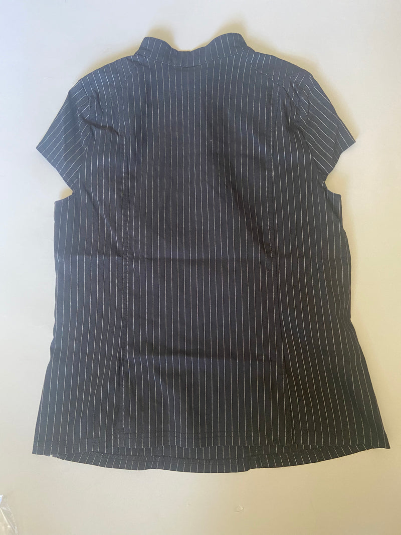 Gangsta Pranksta Black & White Pinstripe Top - size 1X-Tops-Lip Service
