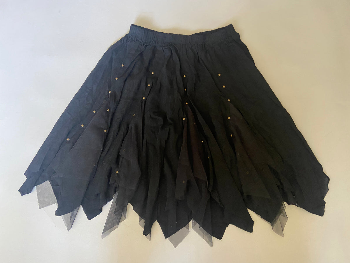 Step in Time Black Rayon Handkerchief Hem - size M-Bottoms-Lip Service
