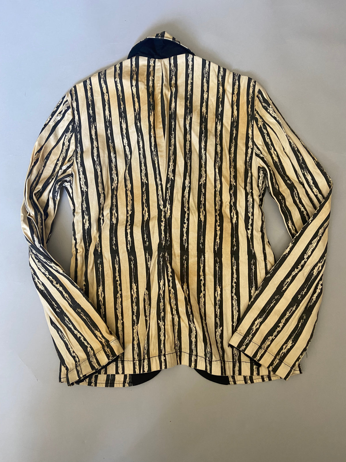 Cream & Black Stripe Steampunk Men's Stretch Canvas Jacket - size M-Jacket-Lip Service