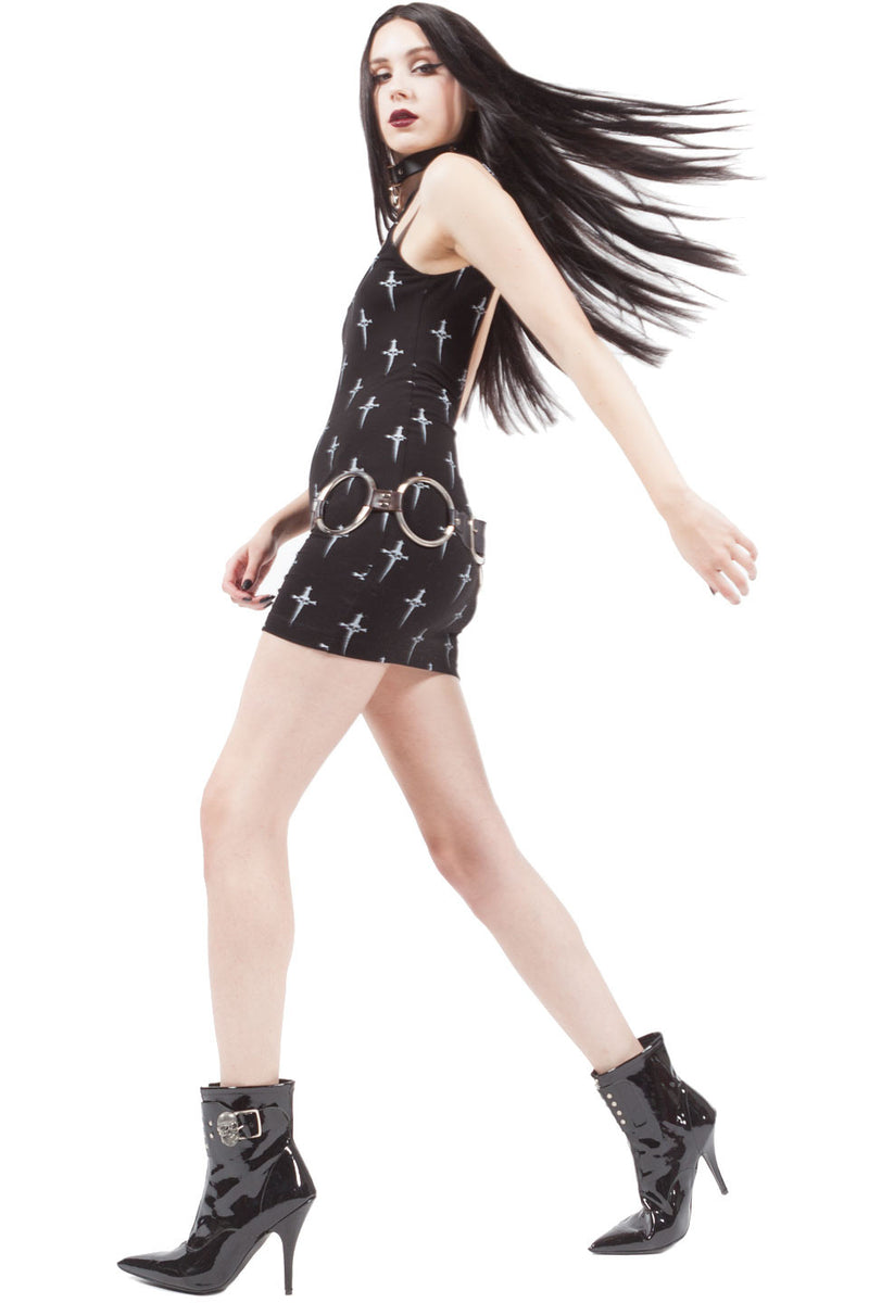 Scoop Back Dagger Print Tank Dress-Dresses-Lip Service