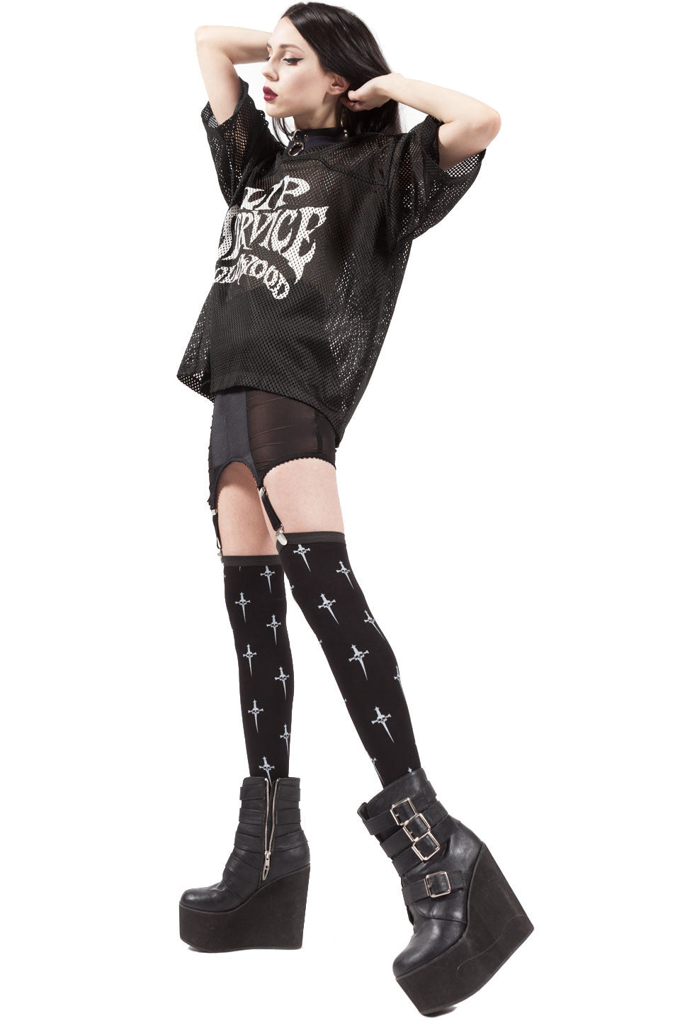 Dagger Print Thigh High Socks-Thigh Highs-Lip Service