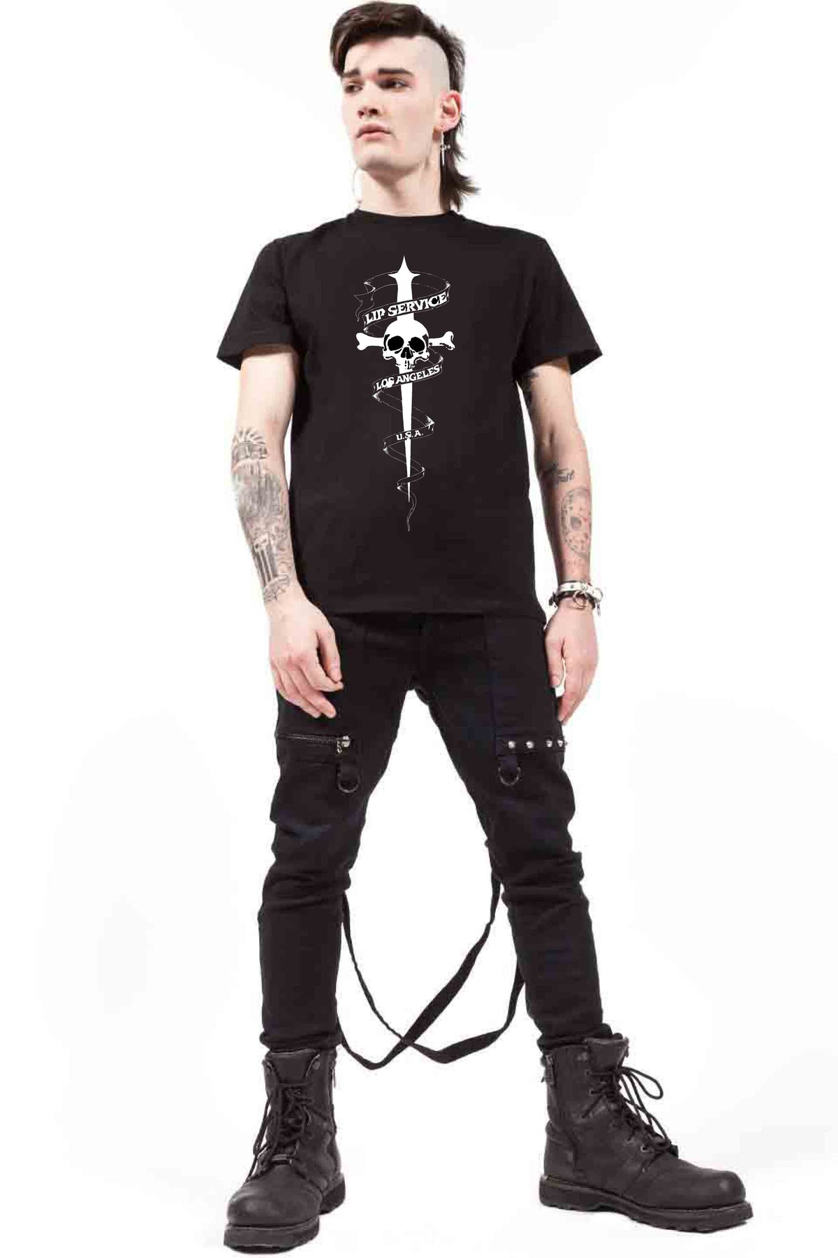 Lip Service Dagger Banner T-shirt-Tops-Lip Service