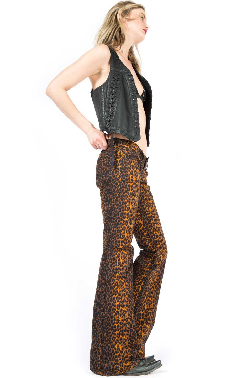 Vintage Leopard Boot Cut Jeans-Jeans-Lip Service