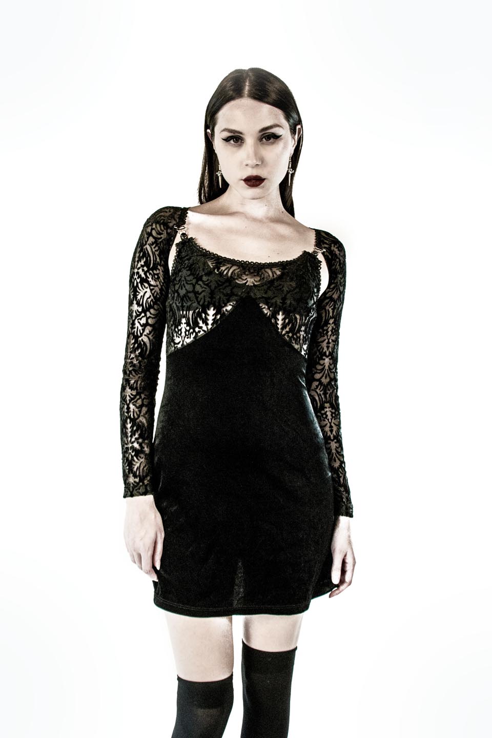 Vintage Velvet Burnout Dress-Dresses-Lip Service