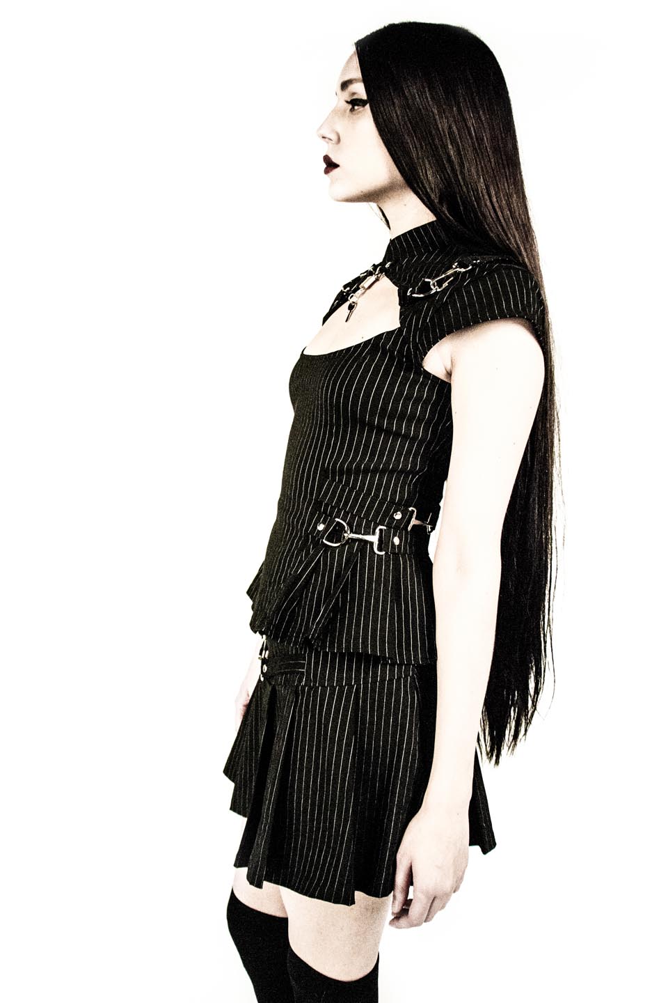 Vintage Gangsta Pleated Mini Skirt-Bottoms-Lip Service