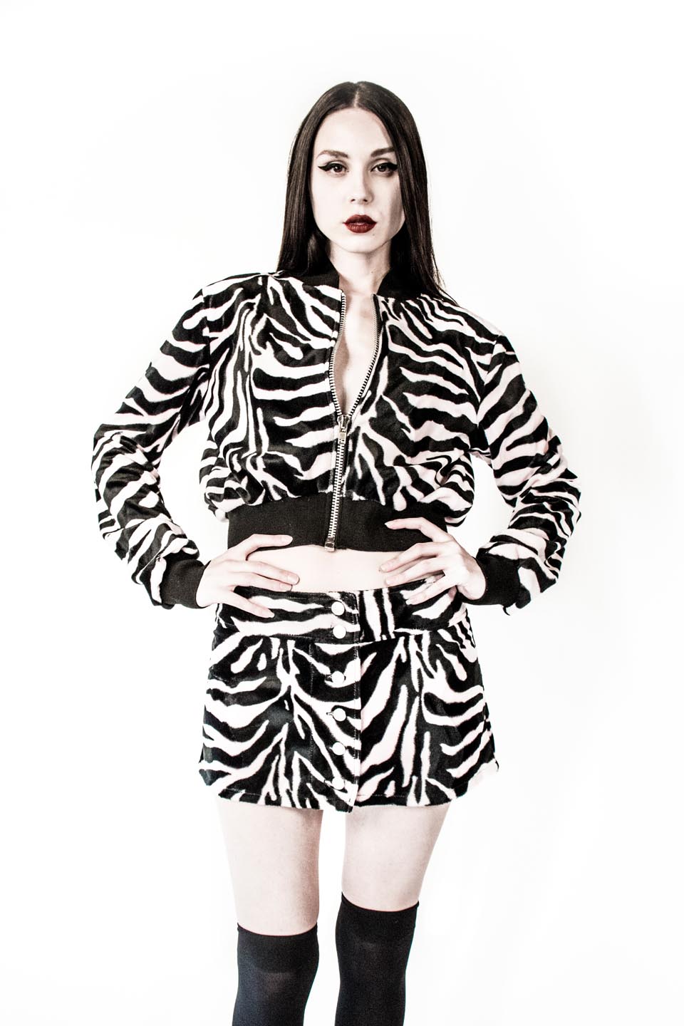 Vintage Zebra Bomber Jacket-Jacket-Lip Service