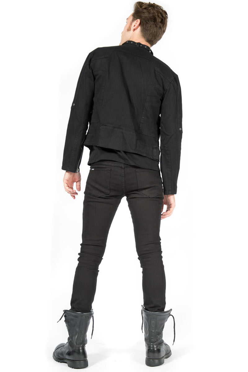 Black Snap Men's Biker Jacket-Jacket-Lip Service