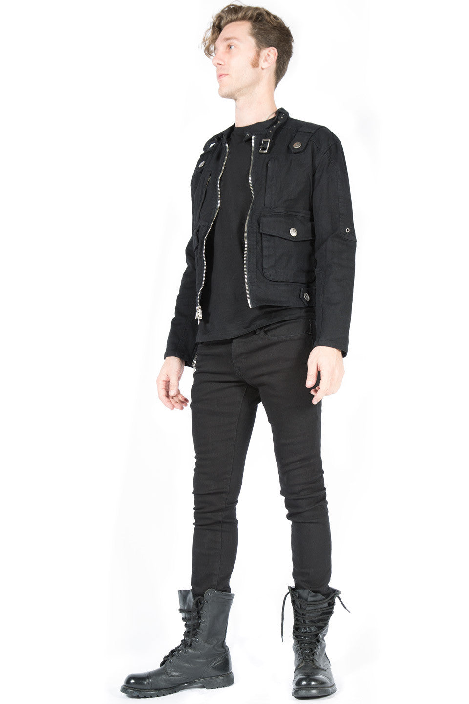 Black Snap Men's Biker Jacket-Jacket-Lip Service